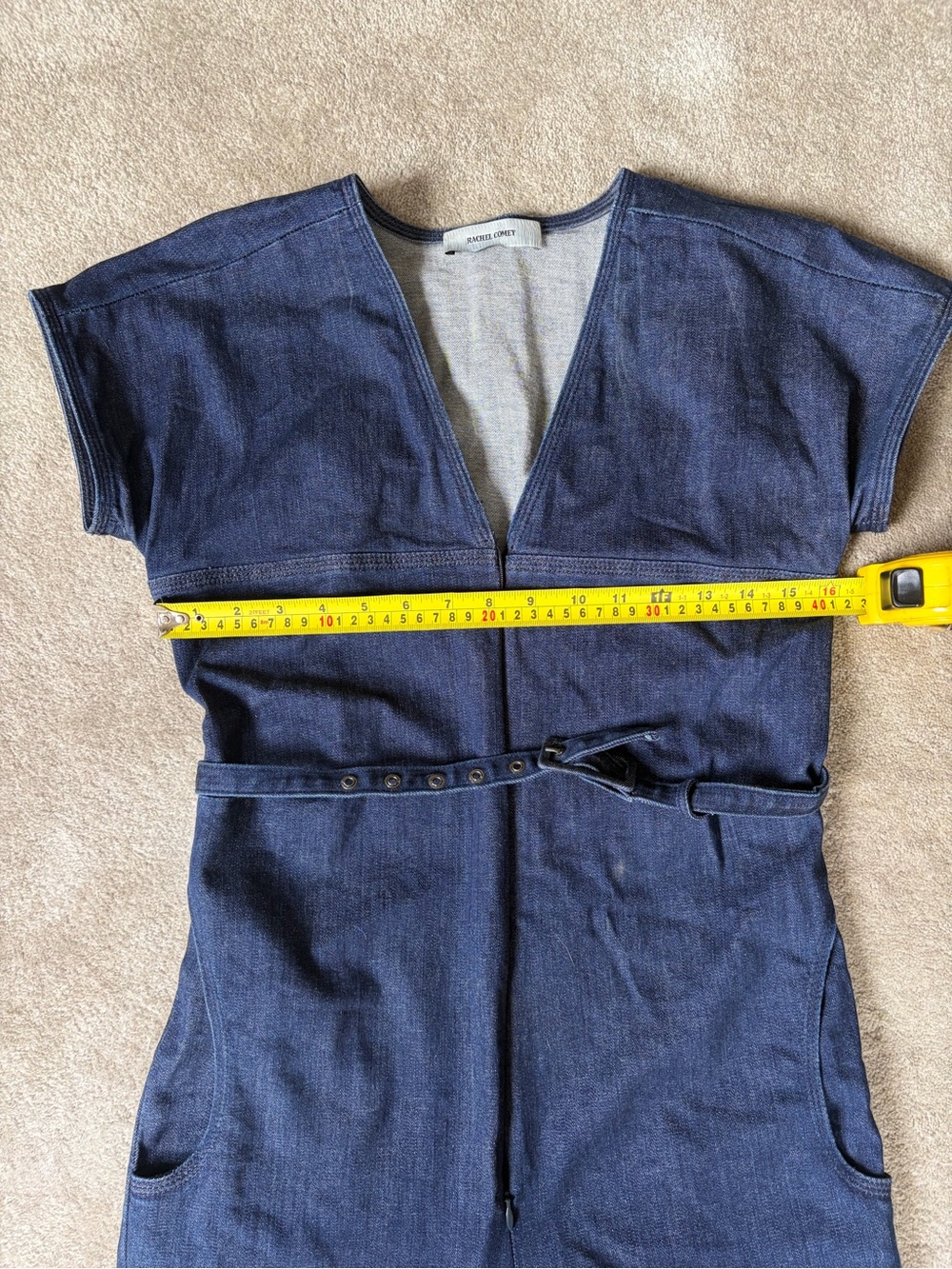 Rachel Comey Navy Blue Denim Jumpsuit with Belt - Picture 10 of 14